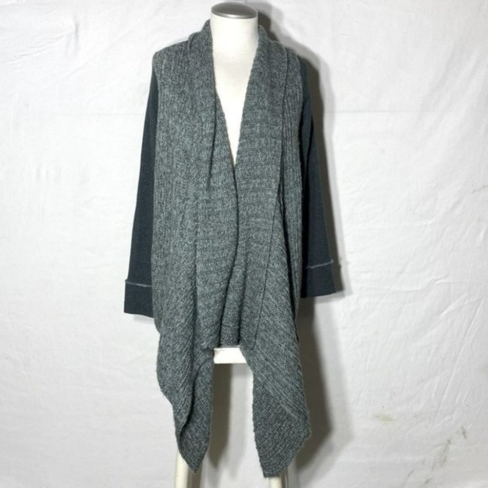 ANTHROPOLOGIE Saturday Sunday Green Long Sleeve Open Front Waterfall